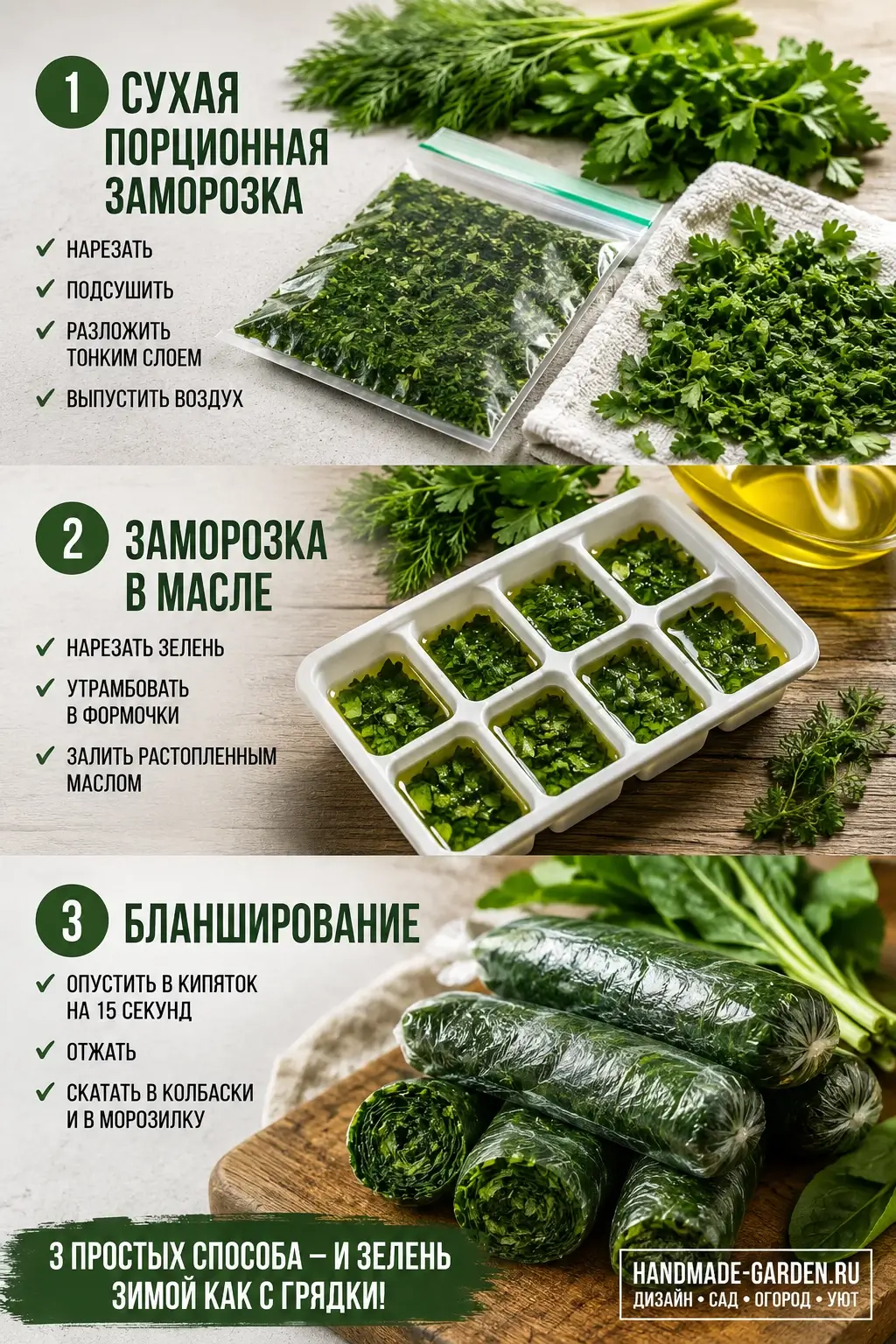 Замораживаем зелень в холодильнике