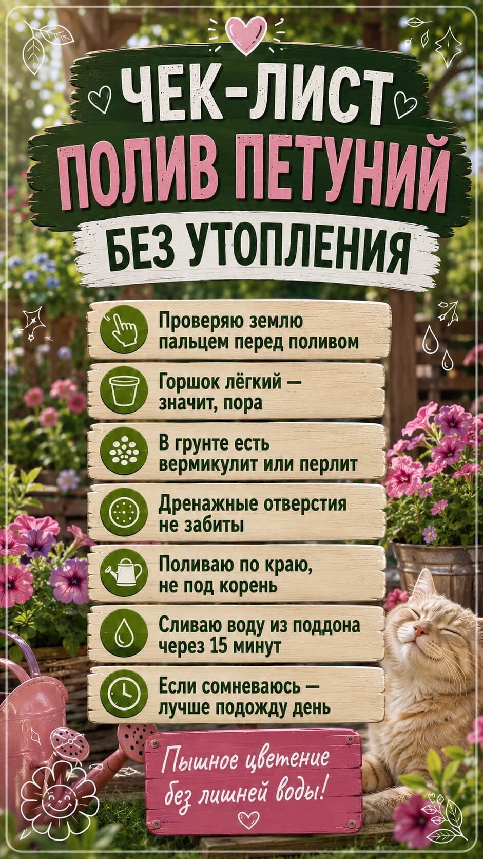 чек-лист полива петуний для ленивых