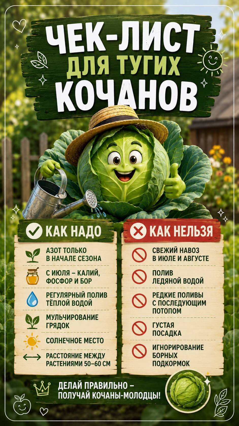 Чек-лист для тугих кочанов