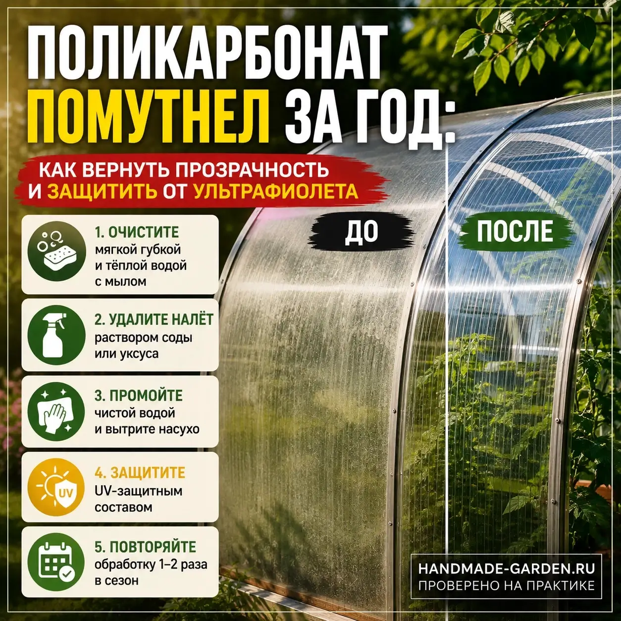 Поликарбонат помутнел за год: как вернуть ему прозрачность и защитить от ультрафиолета