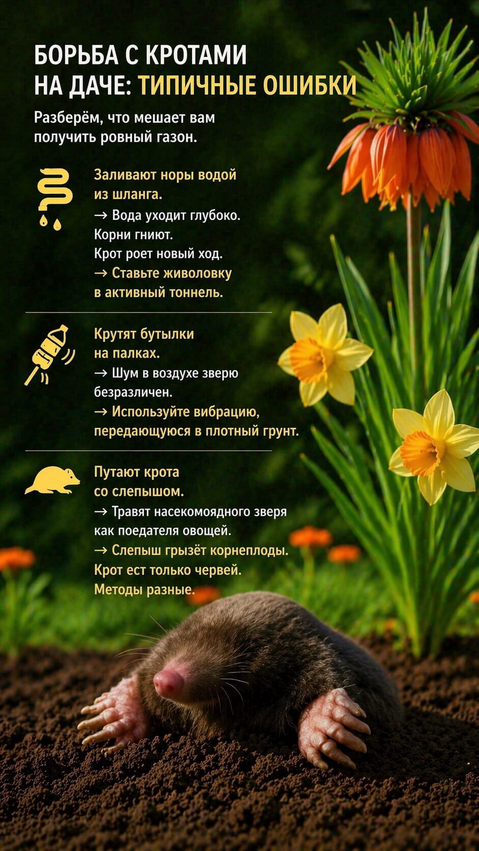 Как работает борьба с кротами на даче