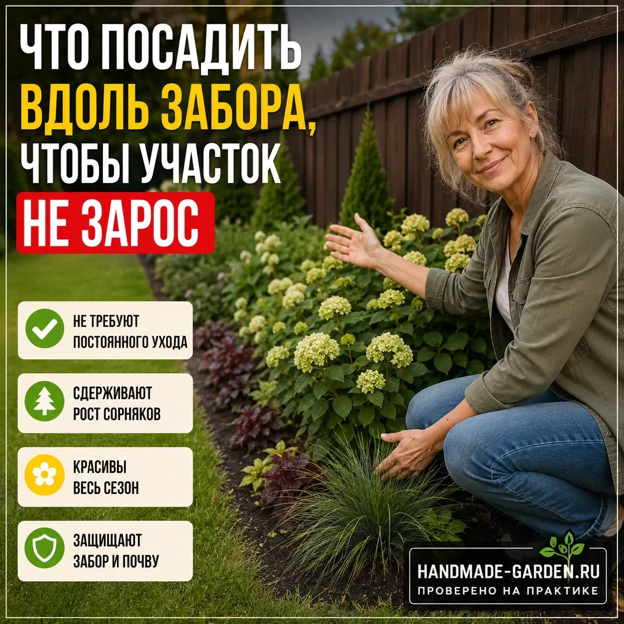Что посадить вдоль забора, чтобы участок не превратился в заросли