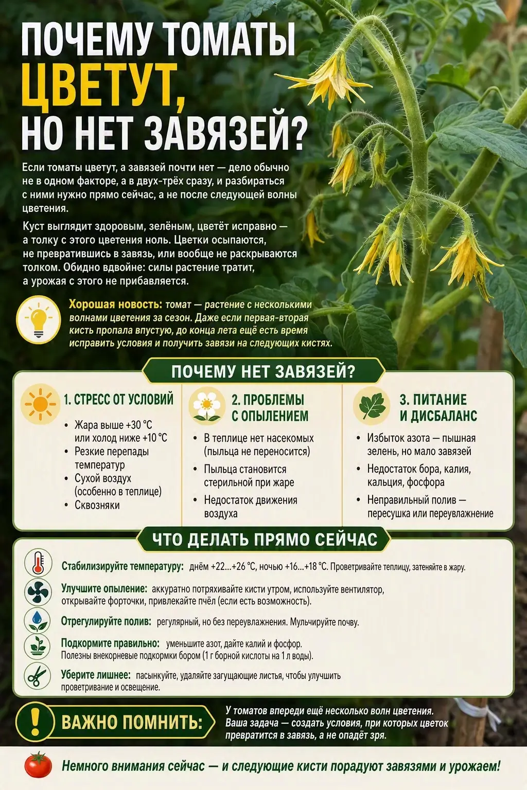 Почему цветение есть, а завязей нет