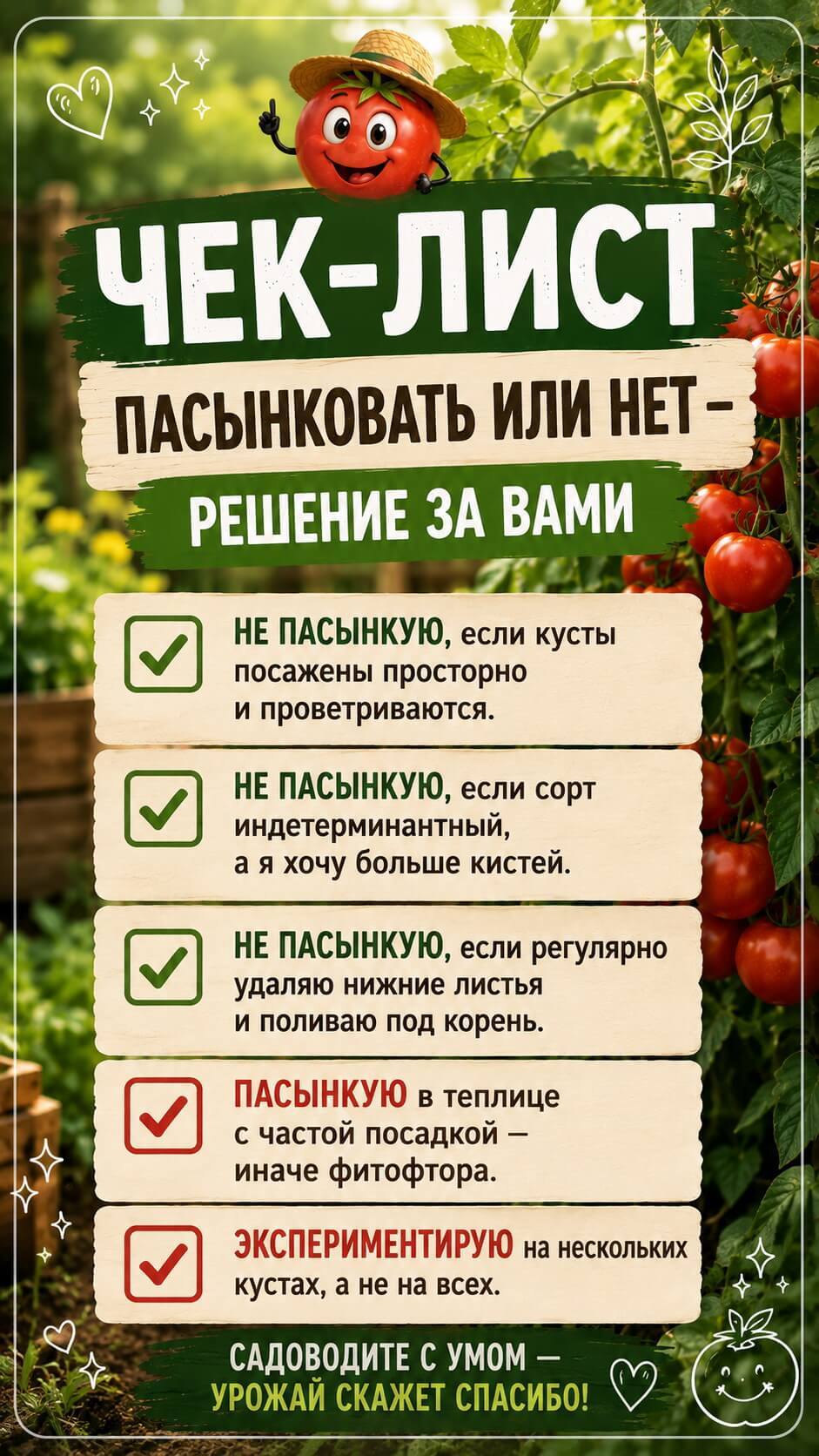 Томаты без пасынкования — когда работает