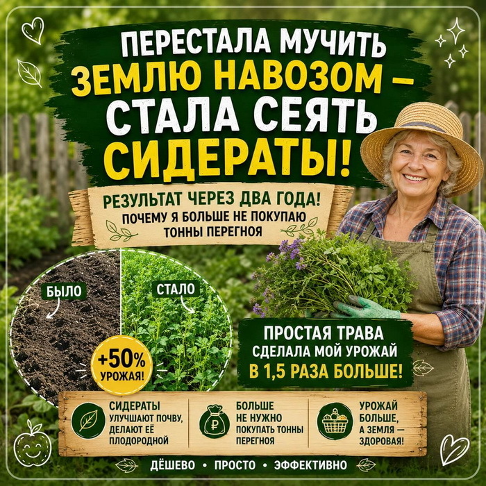 Перестала мучить землю навозом — стала сеять сидераты