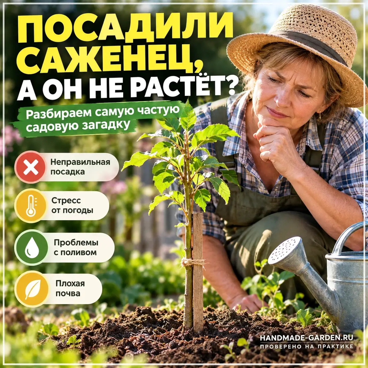 Посадили саженец, полили, а он не растёт: разбираем самую частую садовую загадку