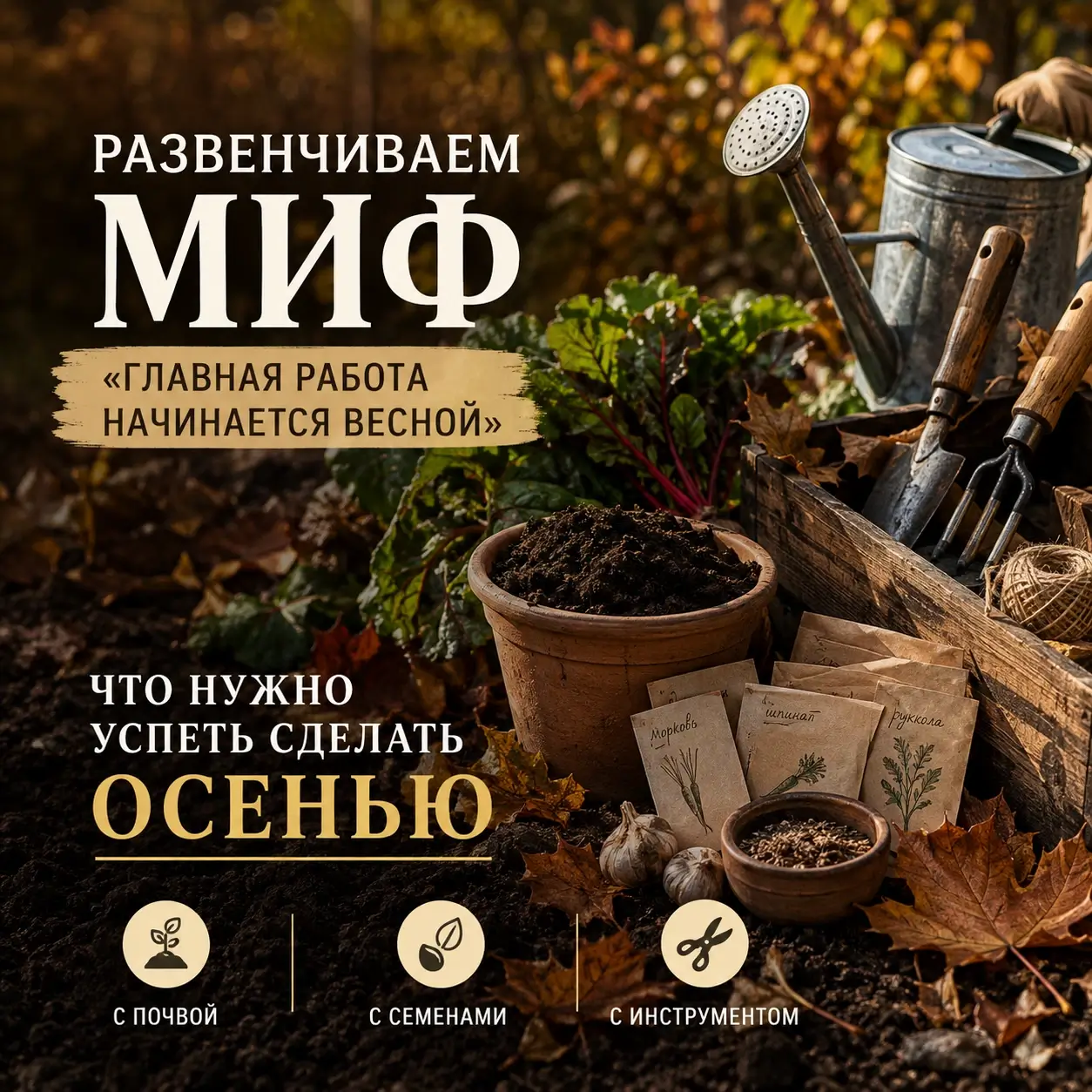 Развенчиваем миф &laquo;главная работа начинается весной&raquo;. Что нужно успеть сделать осенью с почвой, семенами и инструментом