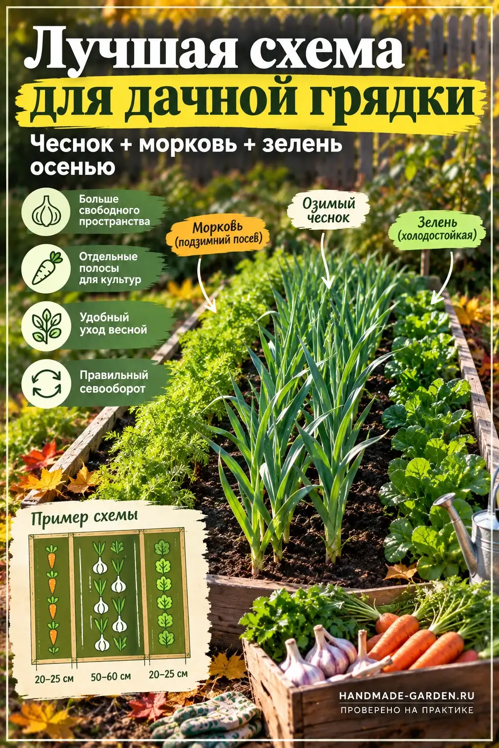 Самая практичная схема для небольшой дачной грядки