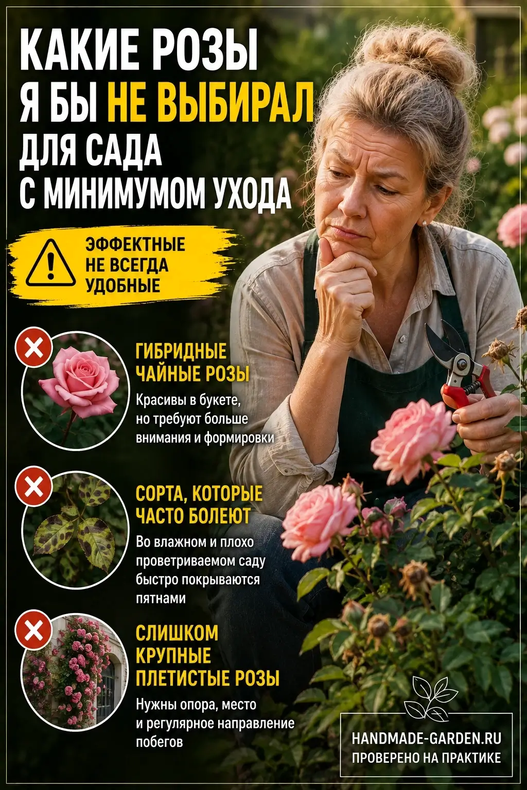 Какие розы я бы не выбирал для сада с минимумом ухода