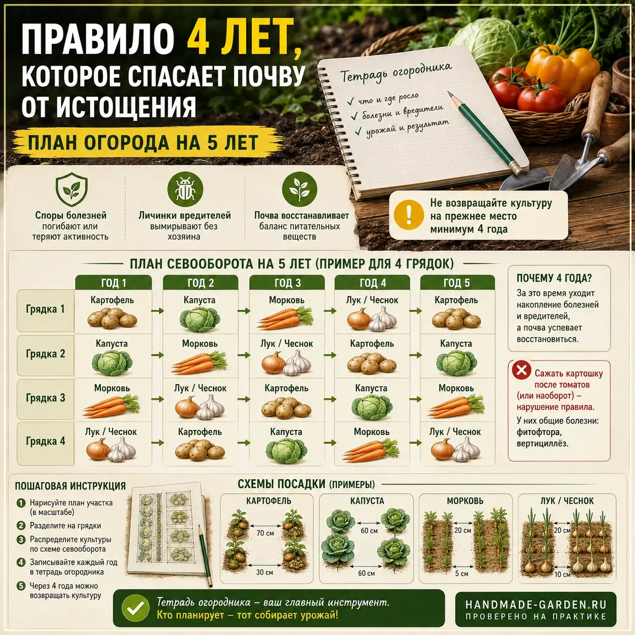 Пример севооборота для грядки