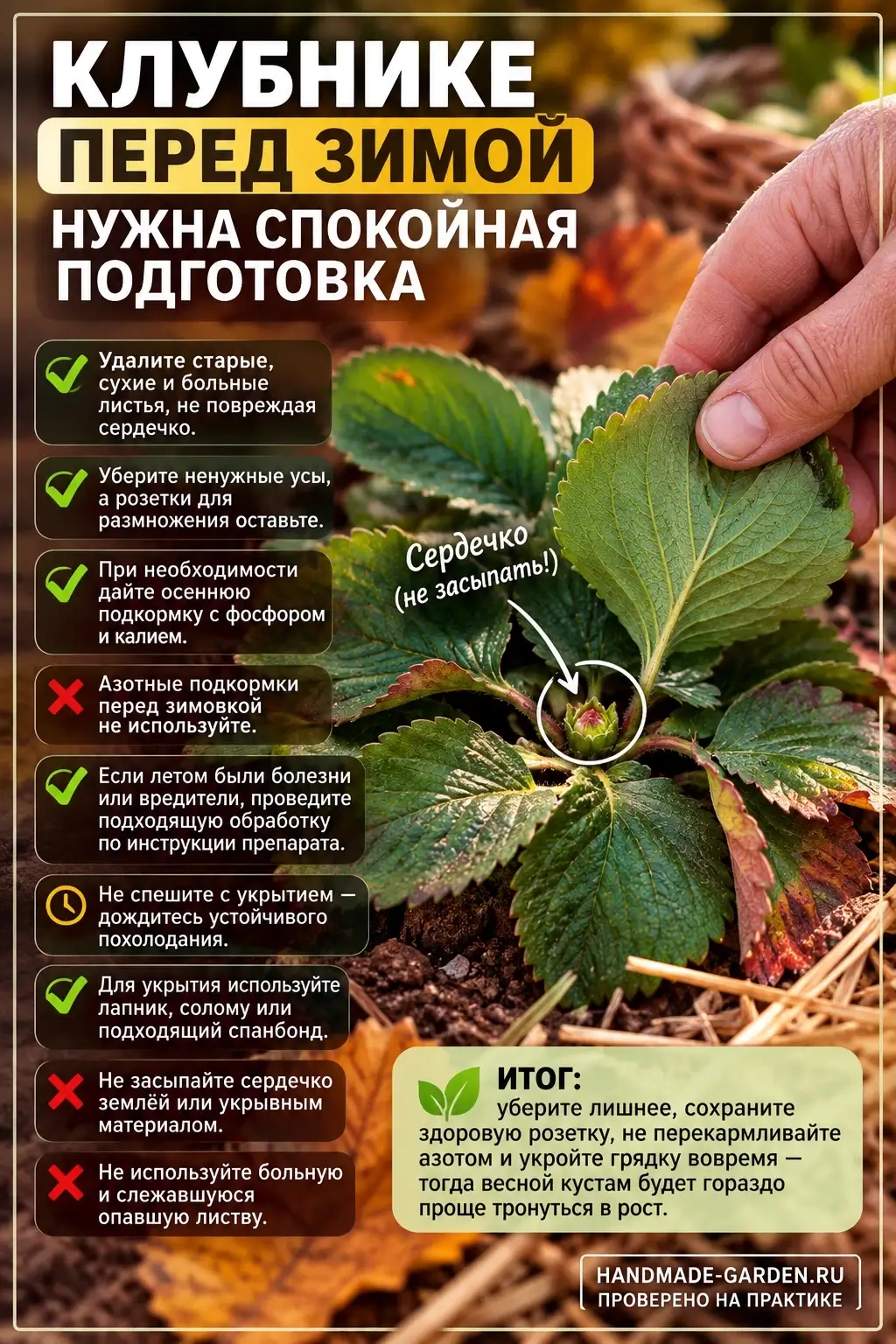 Клубника осенью перед морозами
