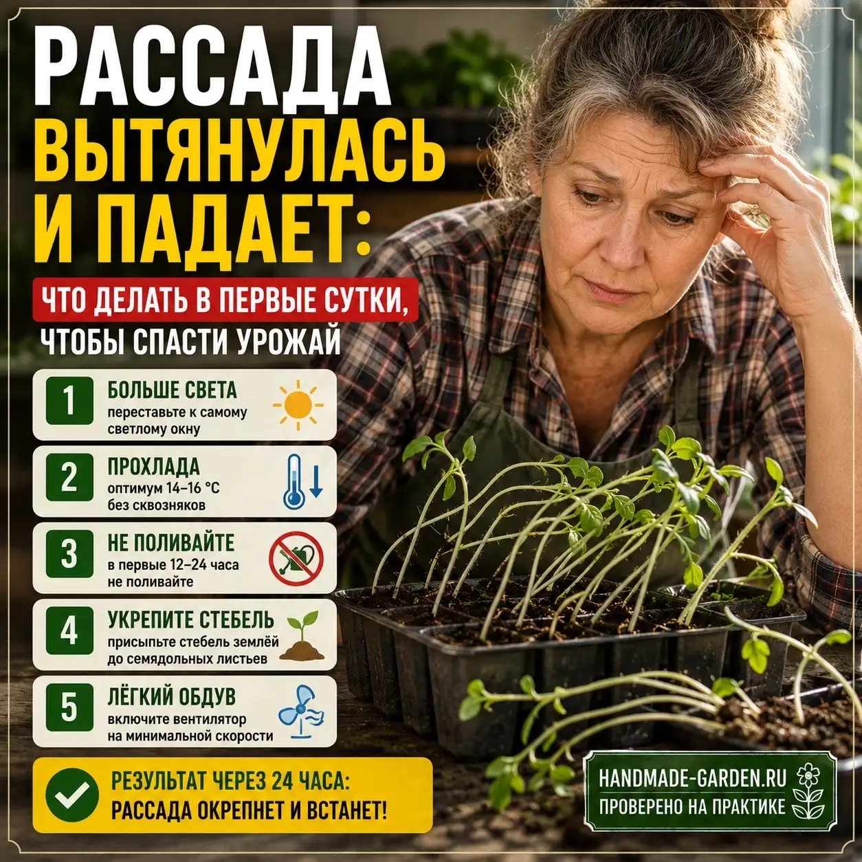 Рассада вытянулась и падает: что делать в первые сутки, чтобы спасти урожай
