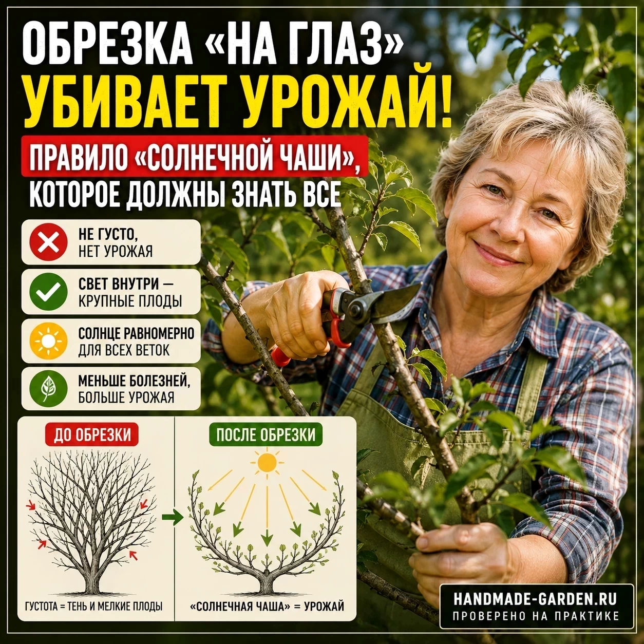 Обрезка &laquo;на глаз&raquo; убивает урожай: правило &laquo;солнечной чаши&raquo;, которое должны знать все