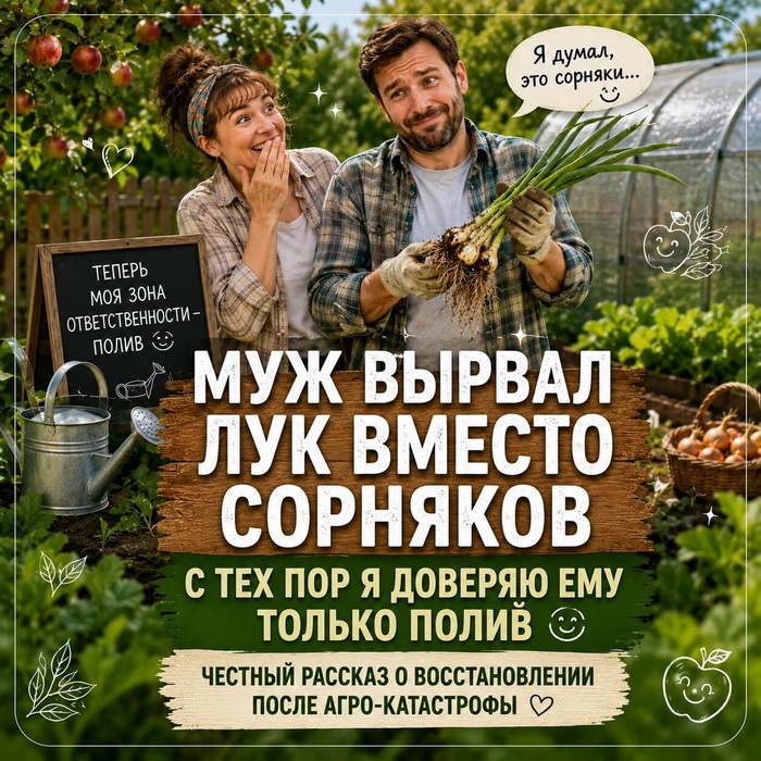 Муж вырвал лук вместо сорняков. С тех пор я доверяю ему только полив