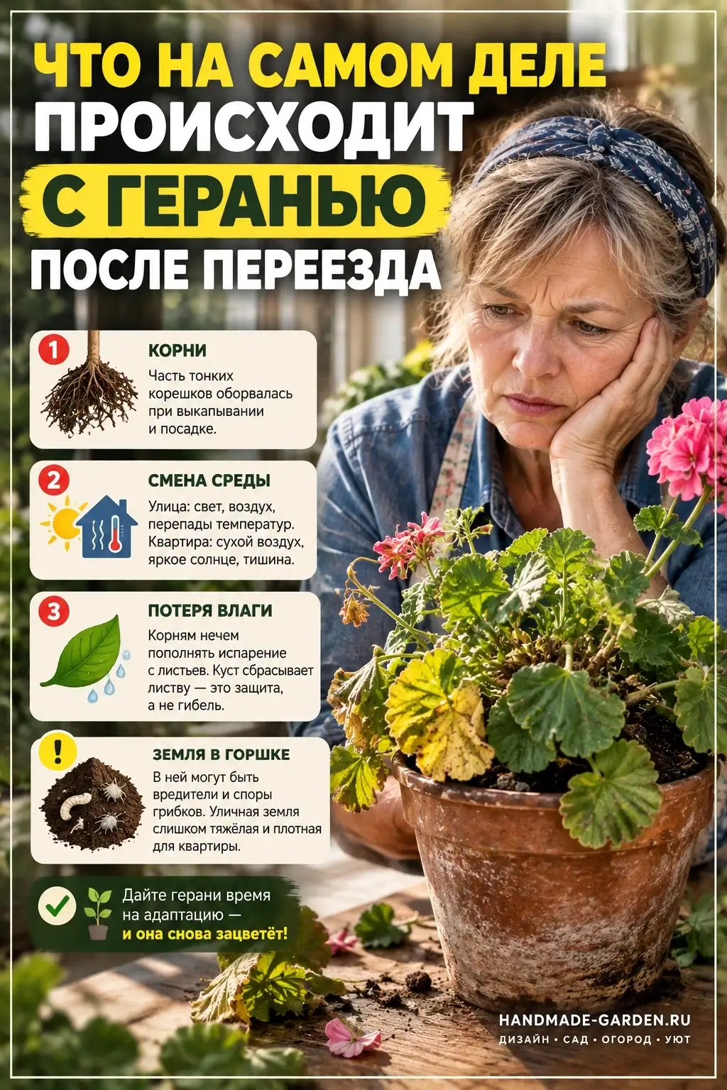 герань после переезда