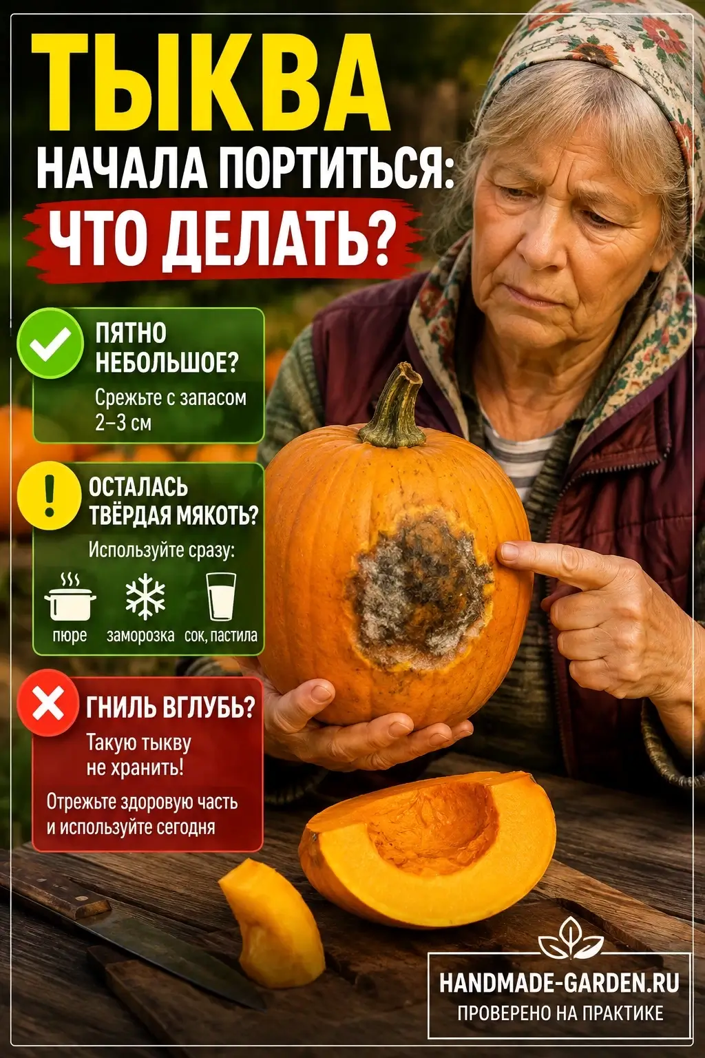 Тыква начала портиться - что делать