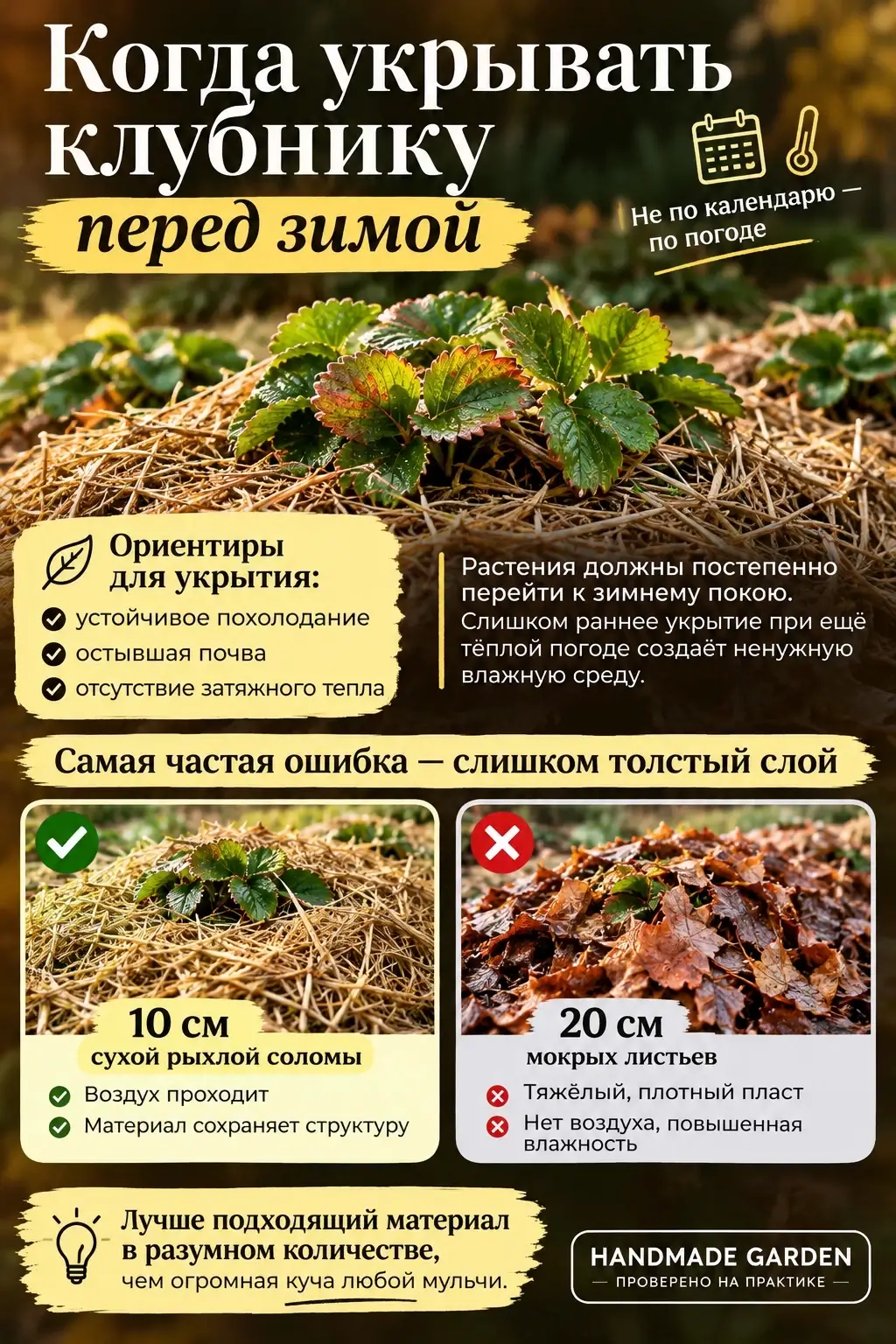Когда укрывать клубнику перед зимой
