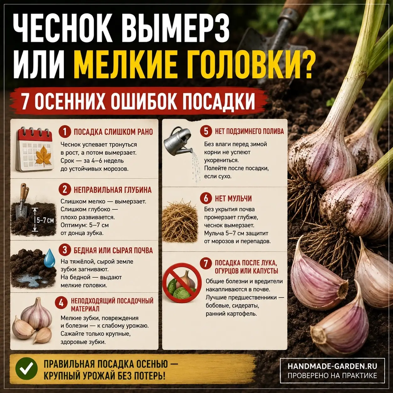 Чеснок вымерз или дал мелкие головки