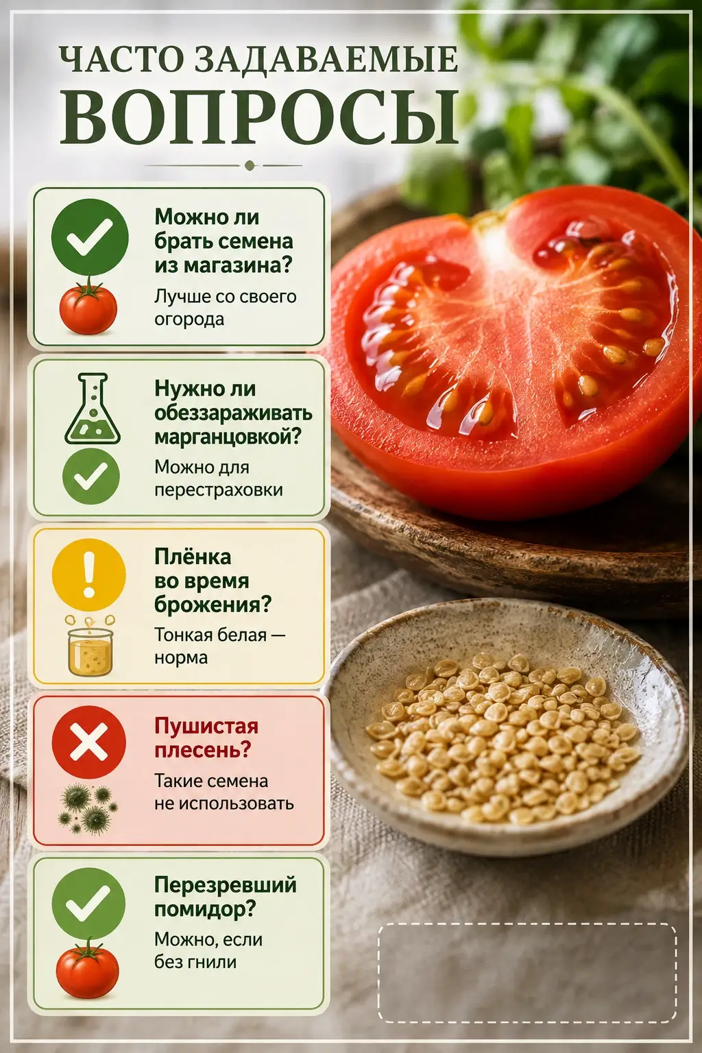Вопрсы при сборе семян томатов