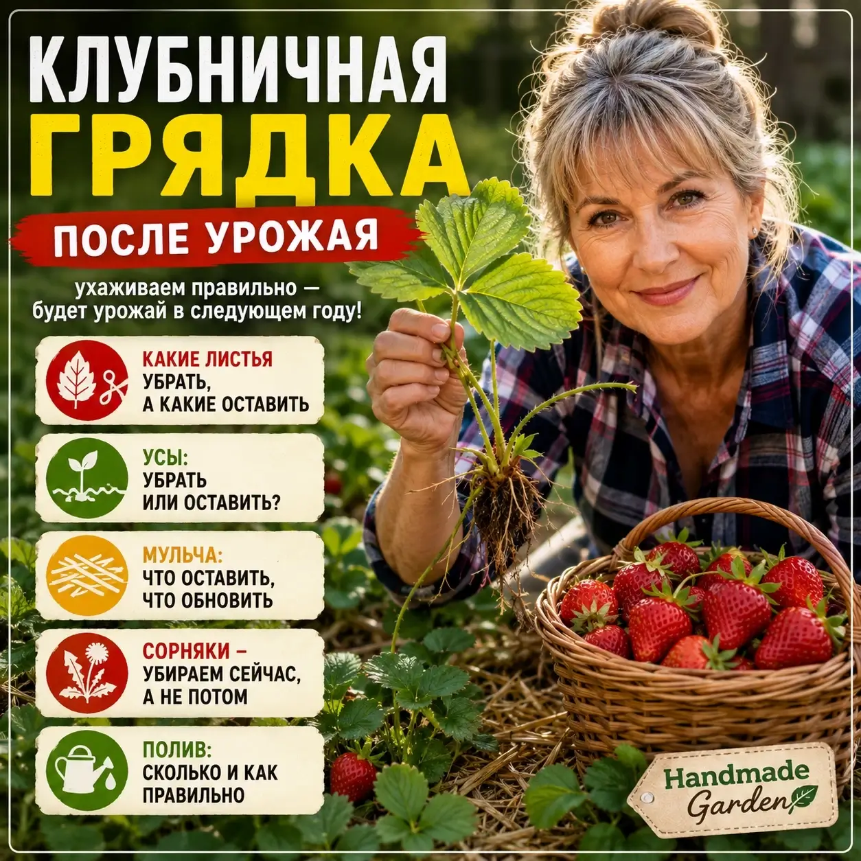 Корзинка пуста, а работа на грядке только начинается &mdash; не спешите обрезать всё подряд: что делать с клубникой