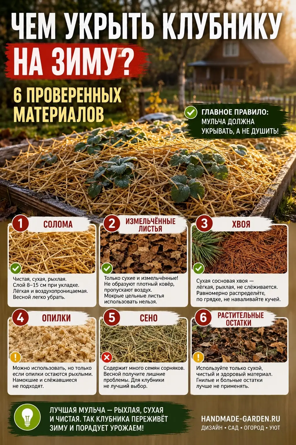 Чем укрыть клубнику на зиму