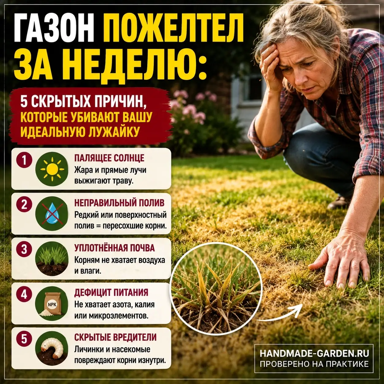 Газон пожелтел за неделю: 5 скрытых причин, которые убивают вашу идеальную лужайку