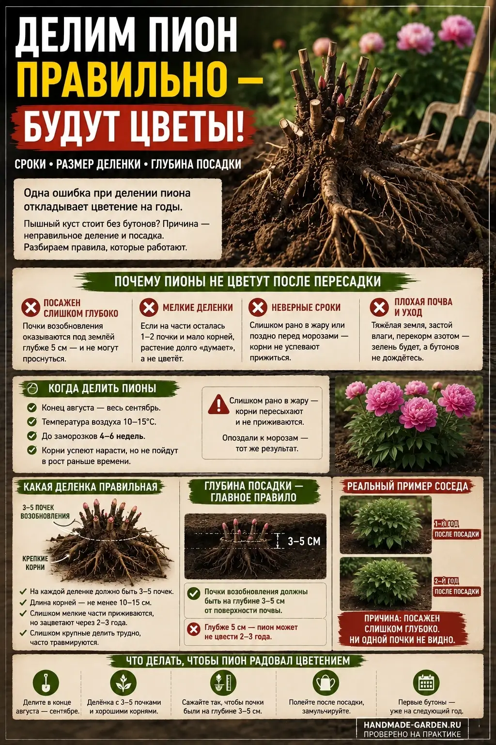 Деление пионов осенью