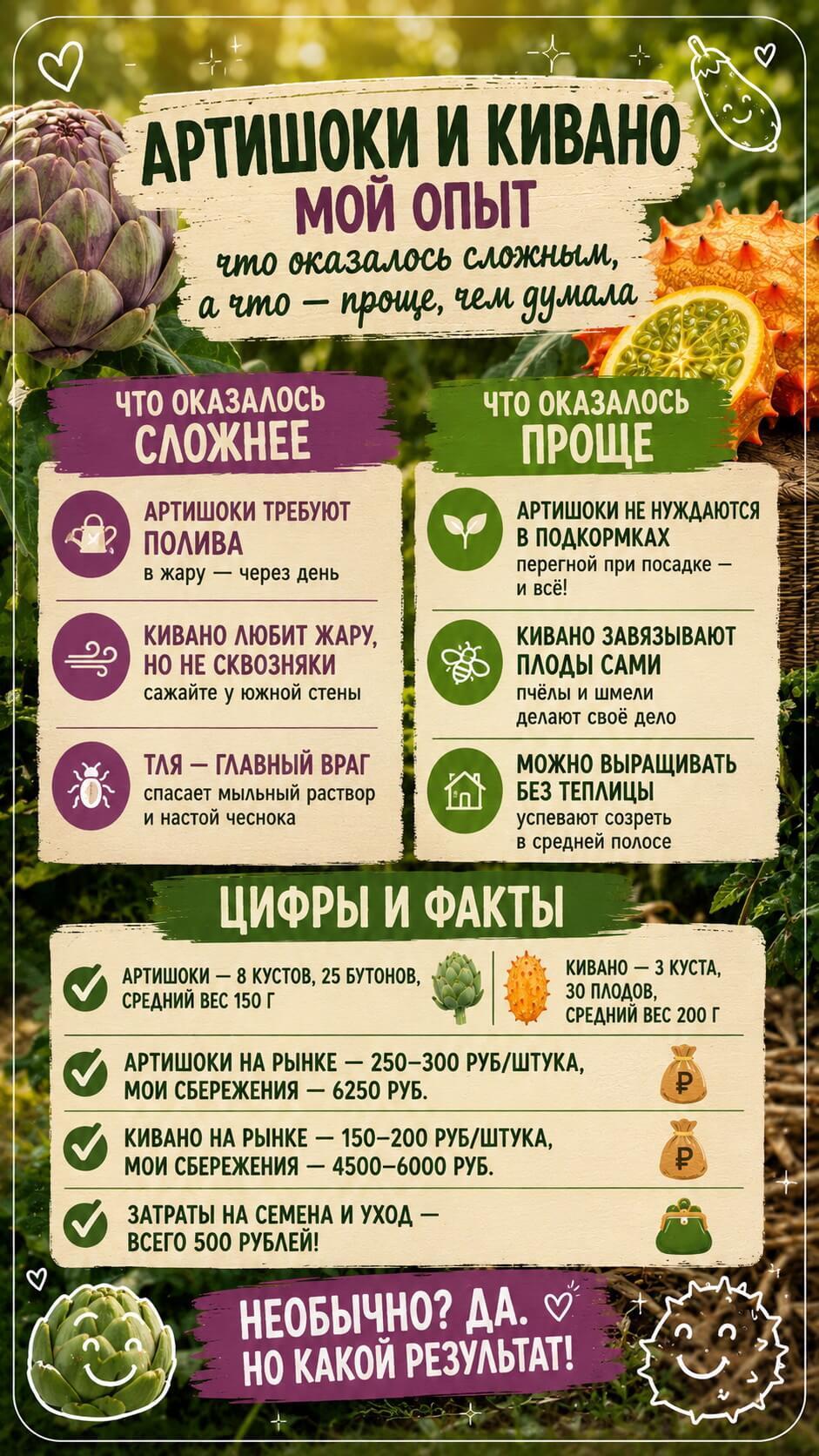 Артишоки и кивано: почему я посадила экзотику и получила урожай