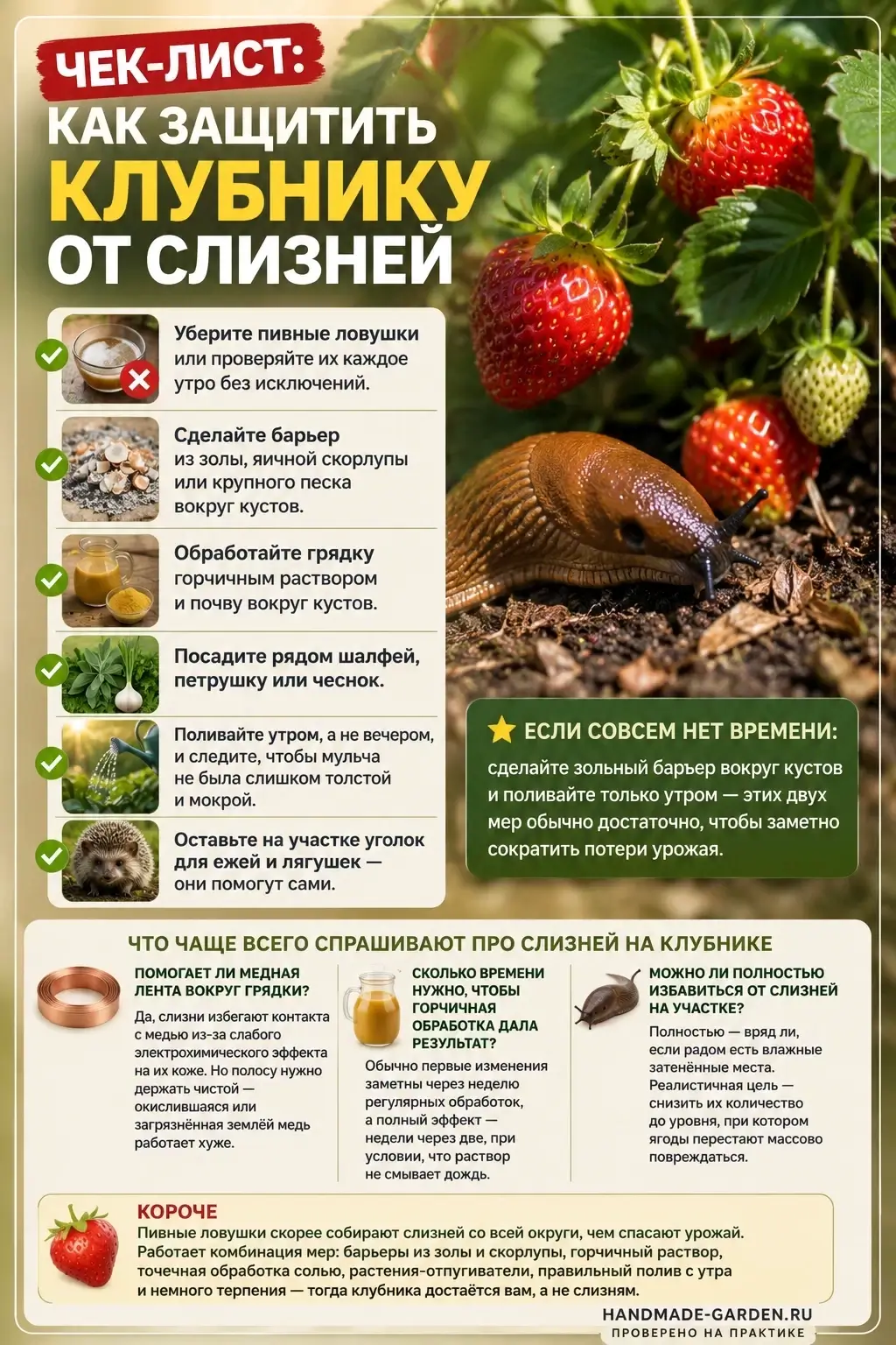 Чек-лист: как защитить клубнику от слизней