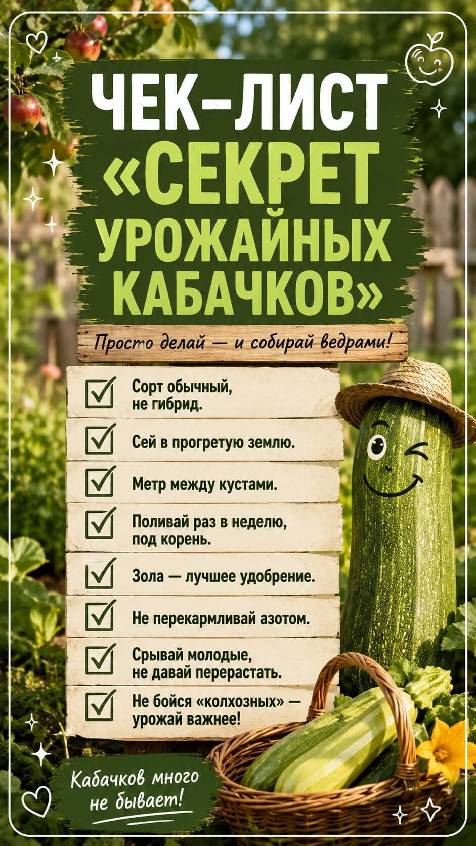 Мой чек-лист «Кабачковое изобилие без хлопот»