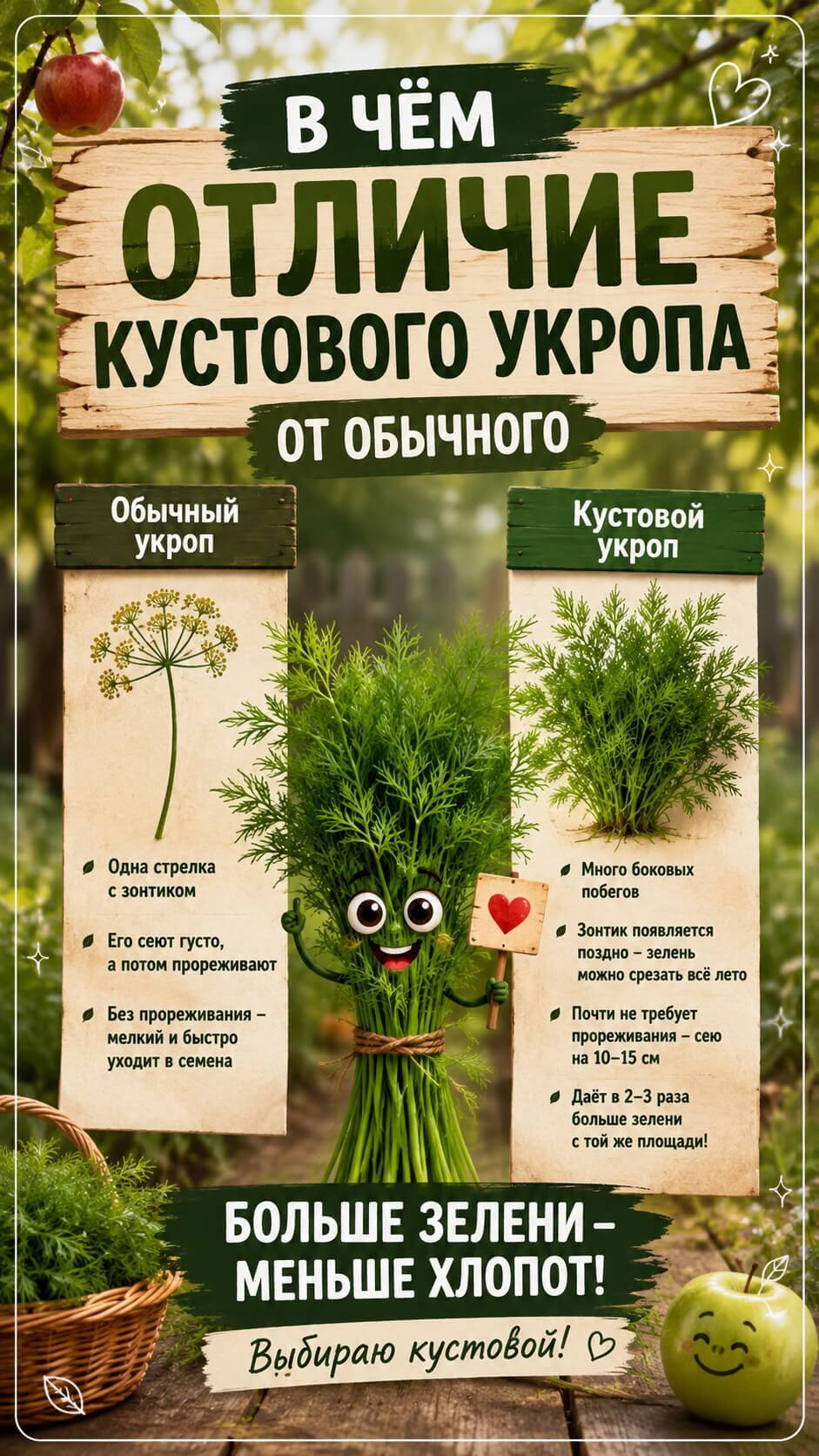 В чём отличие кустового укропа от обычного