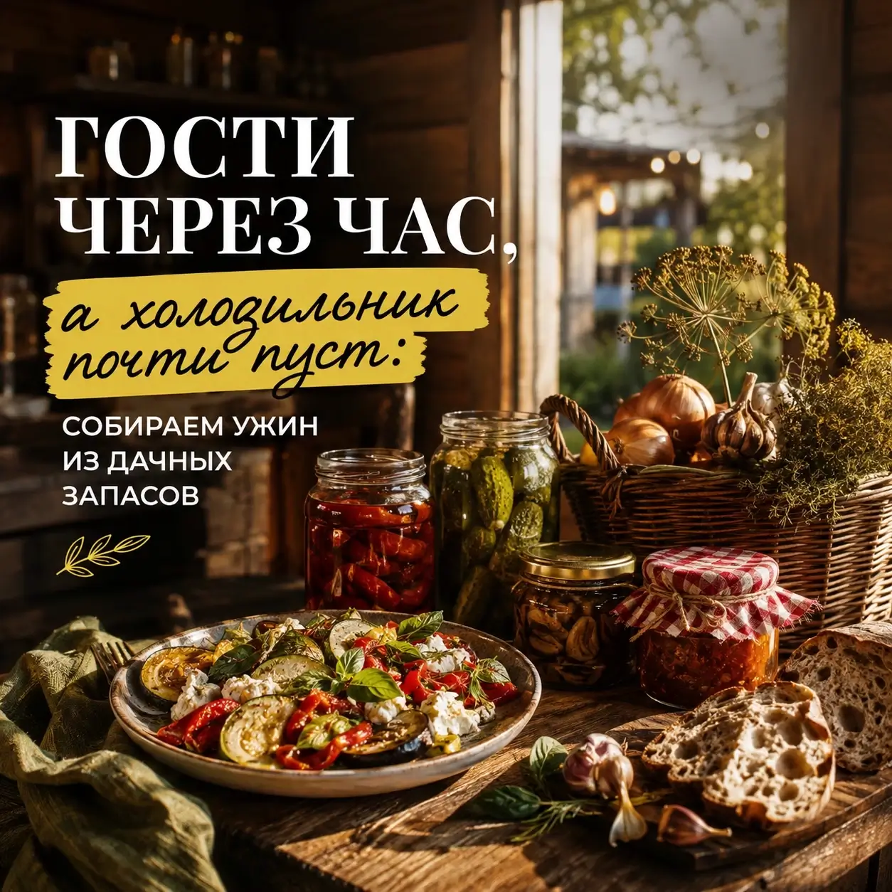 Гости через час, а холодильник почти пуст: собираем ужин из дачных запасов