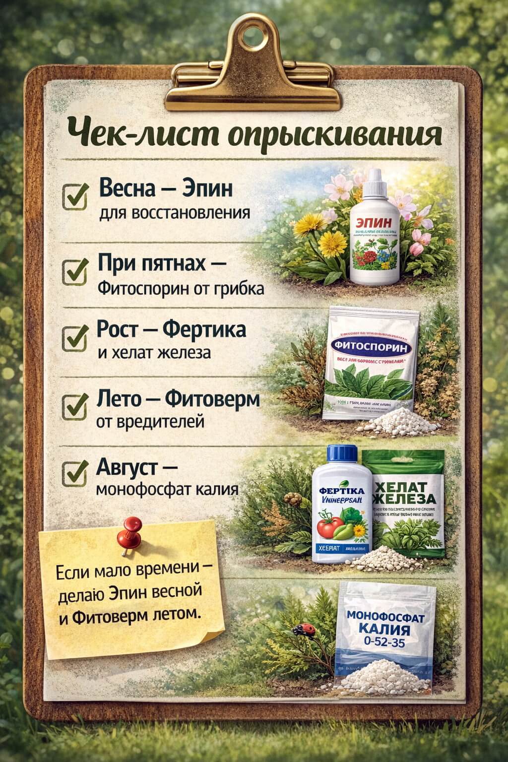 Чек-лист опрыскивания туи
