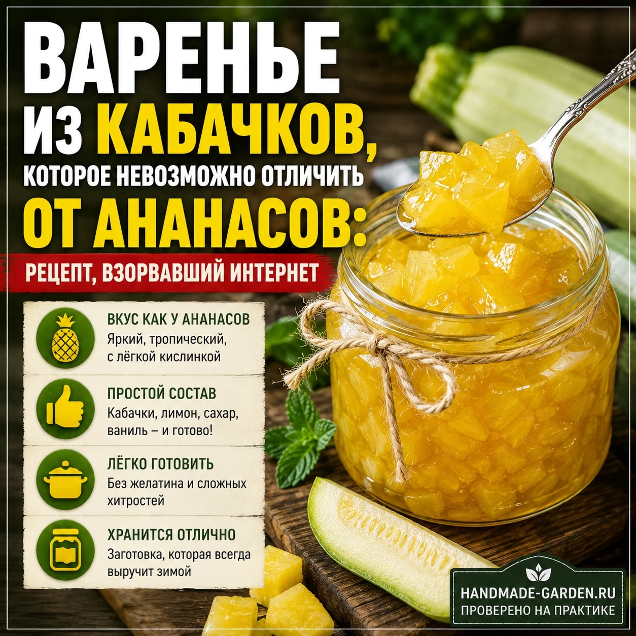 Варенье из кабачков, которое невозможно отличить от ананасов
