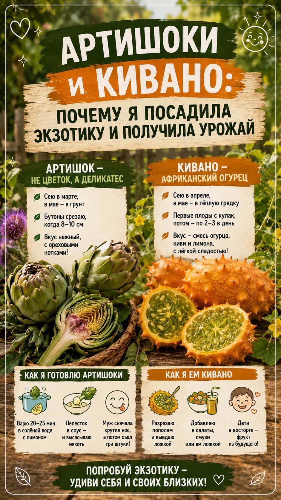Артишоки и кивано: почему я посадила экзотику