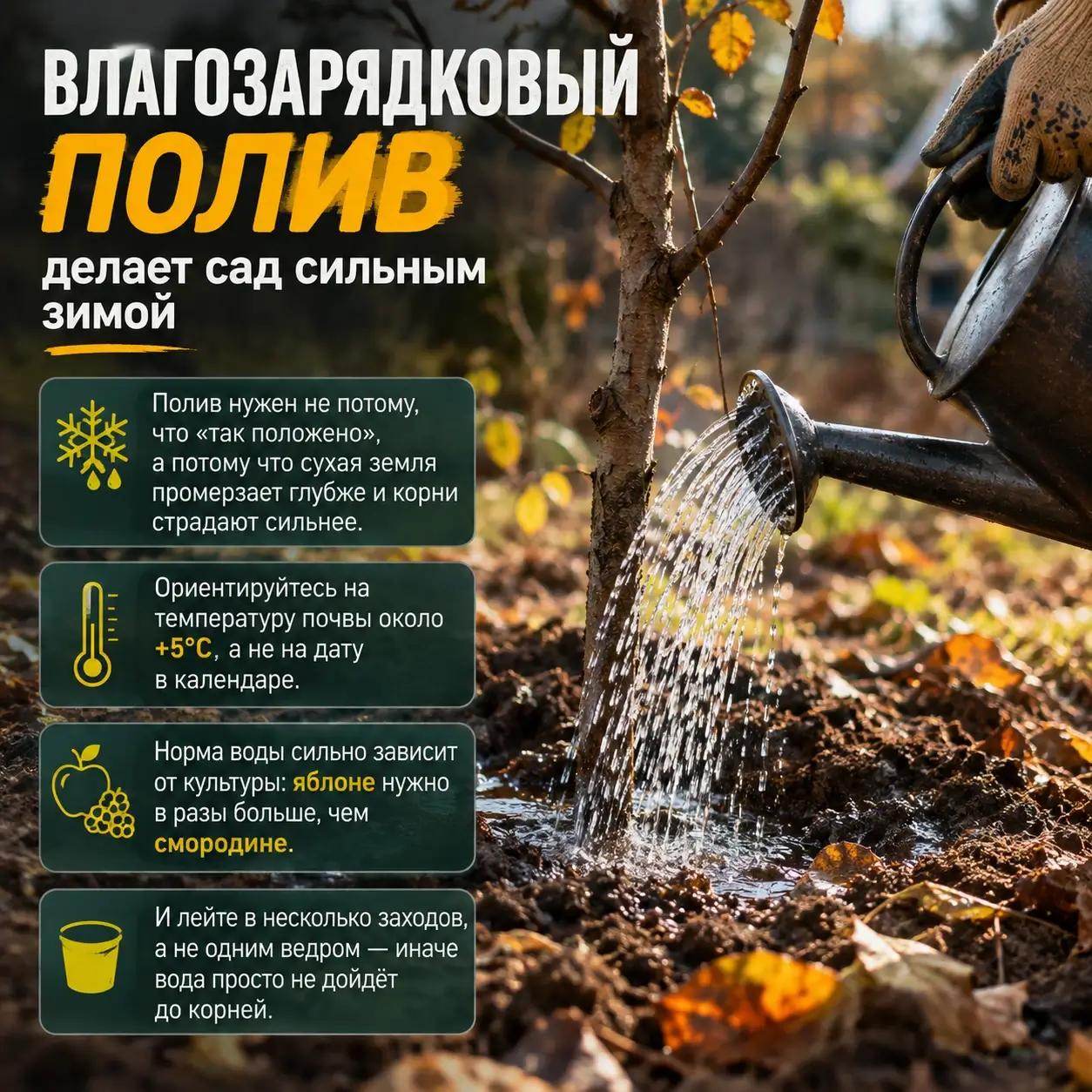 Сколько воды нужно яблоне, вишне, смородине и туям