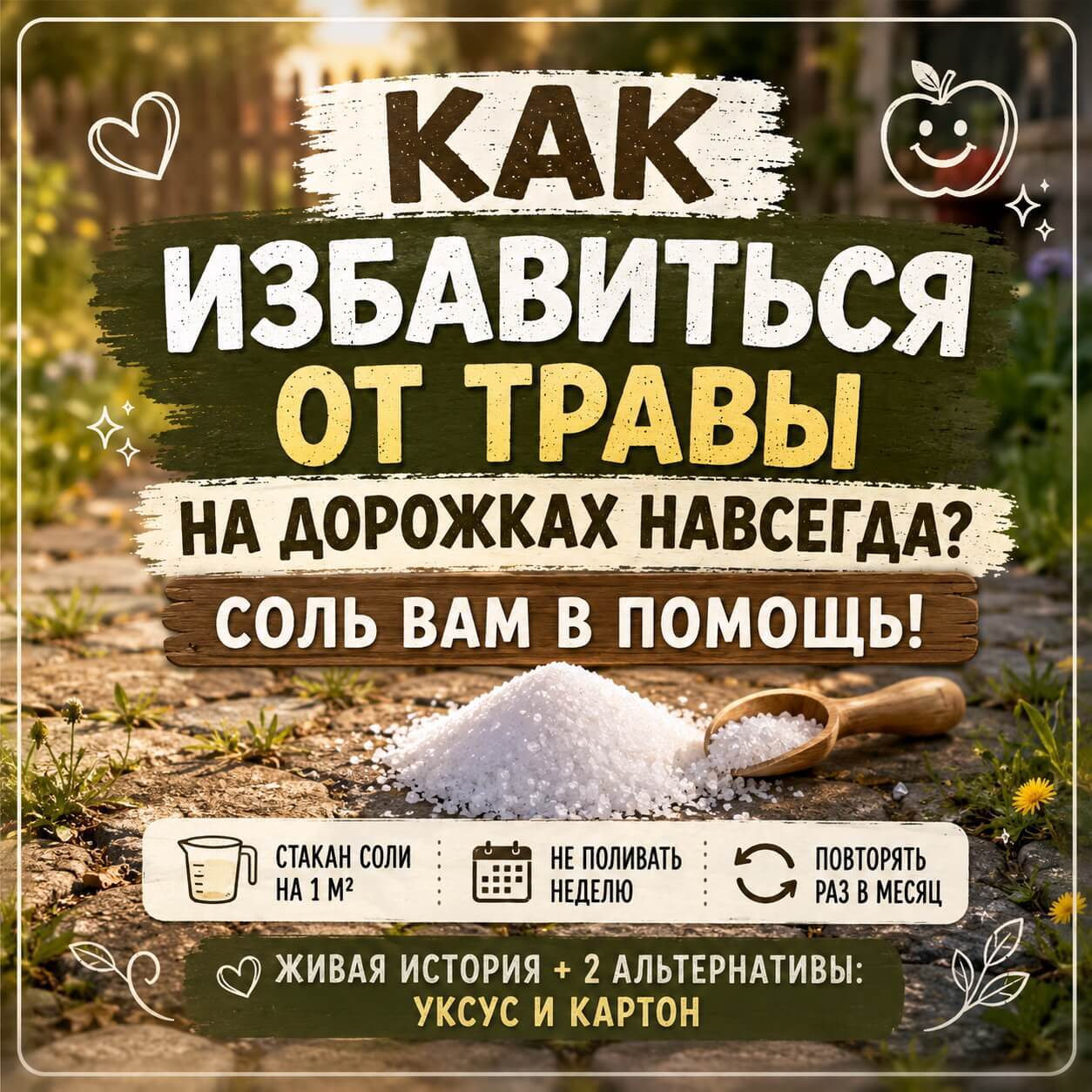 Как избавиться от травы на дорожках навсегда? Соль вам в помощь