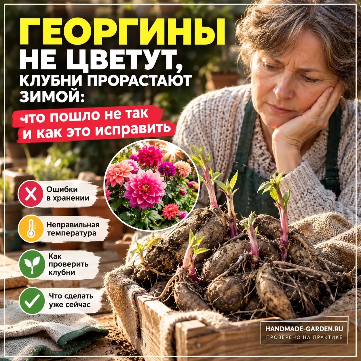 Если георгин после высадки долго стоит на месте, причина часто находится прямо под землёй.