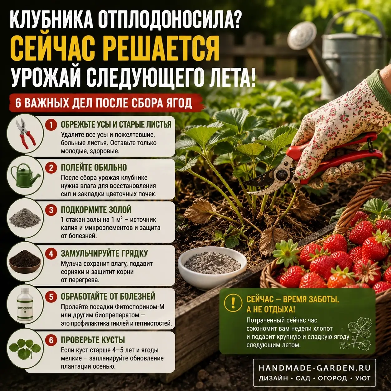 Клубника отплодоносила: работы, которые определят урожай следующего года
