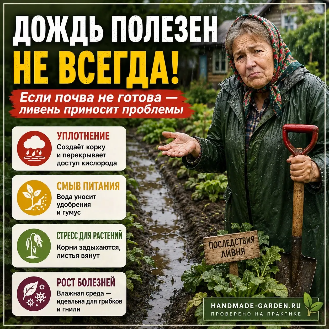 сильный дождь иногда вредит огороду
