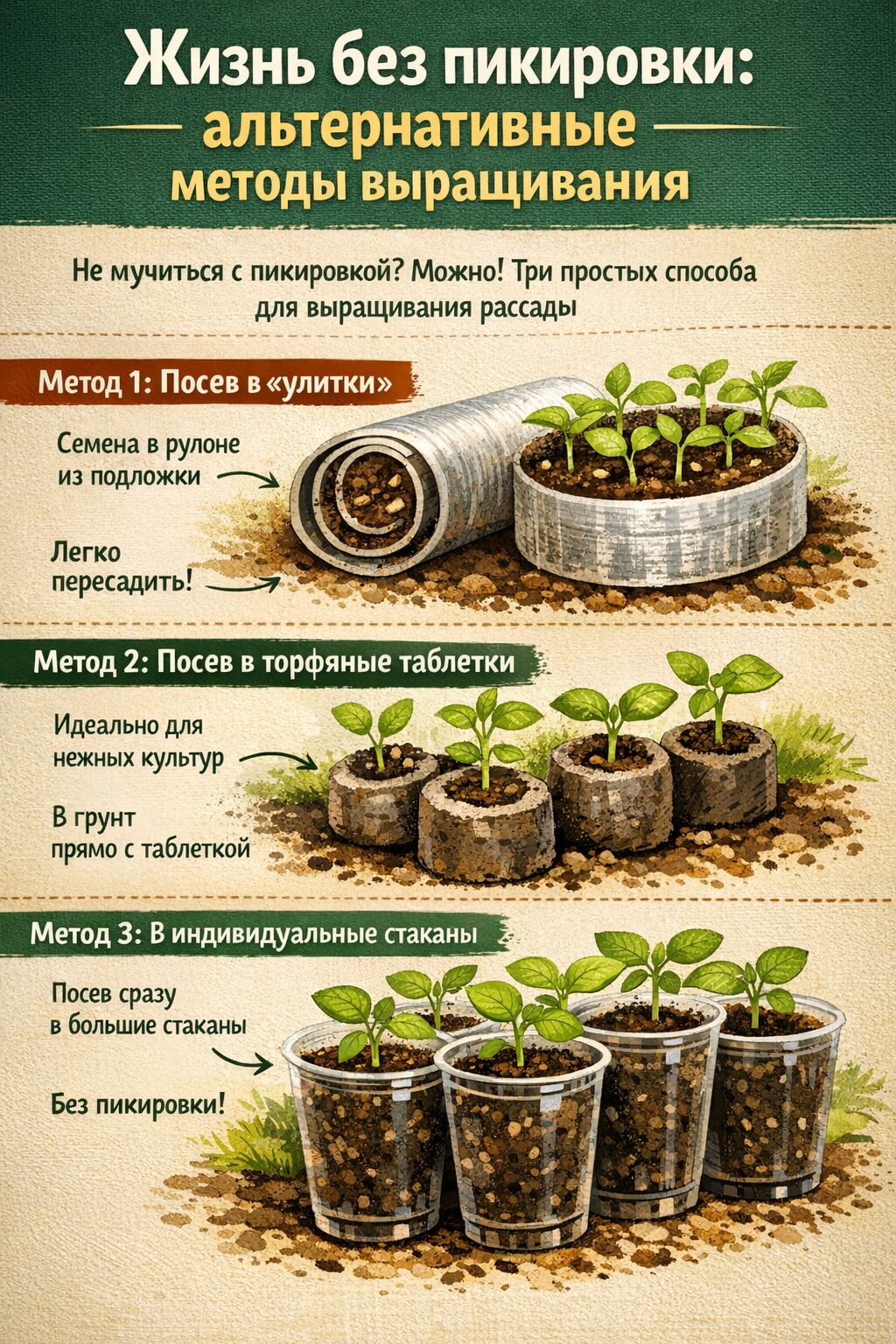 Жизнь без пикировки: альтернативные методы выращивания