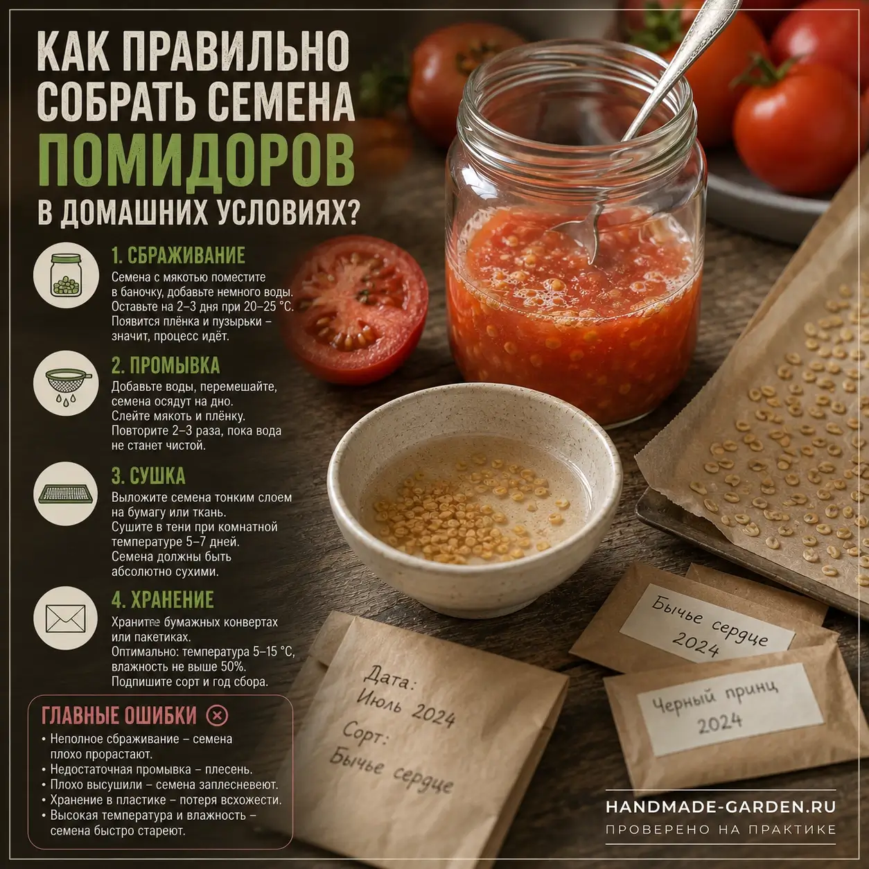 Порядок сбора семян томатов дома