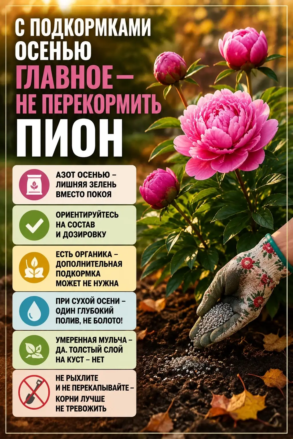 Осенние подкормки пионов