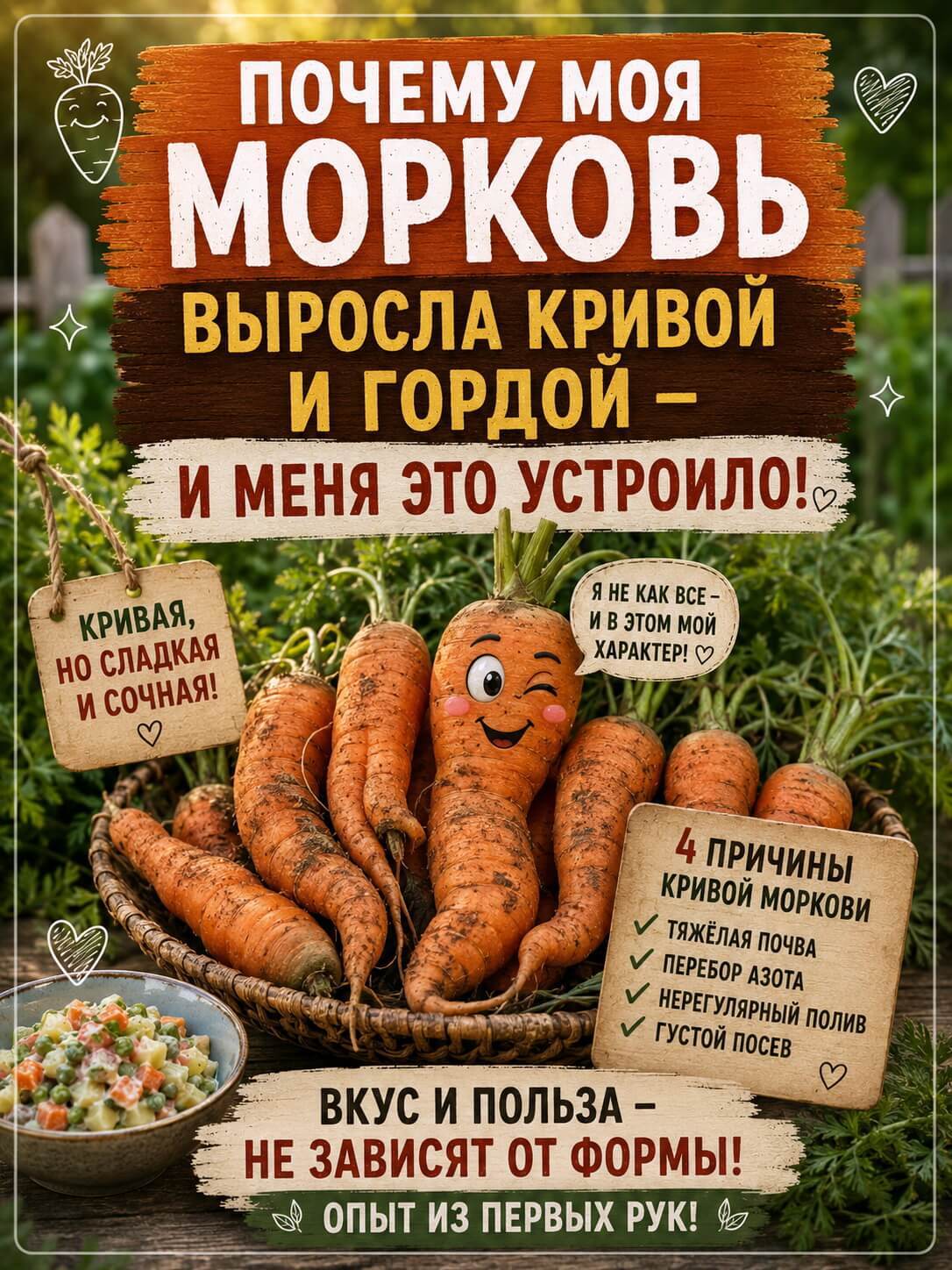 Как я помирилась со своей кривой морковью