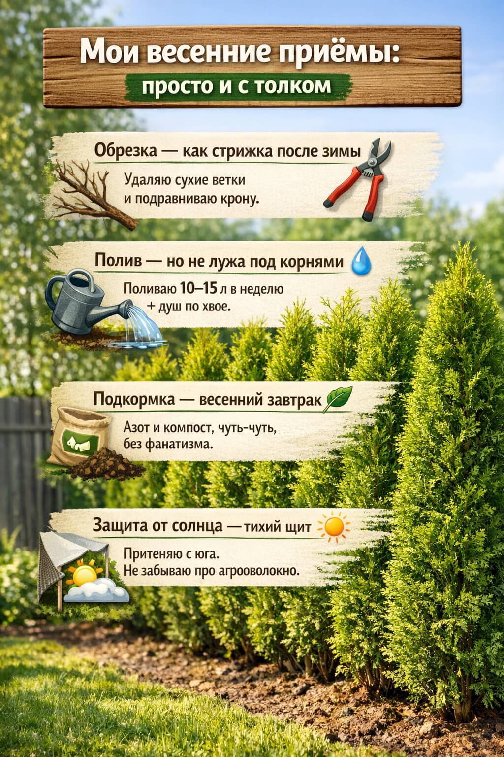 Туя любит заботу