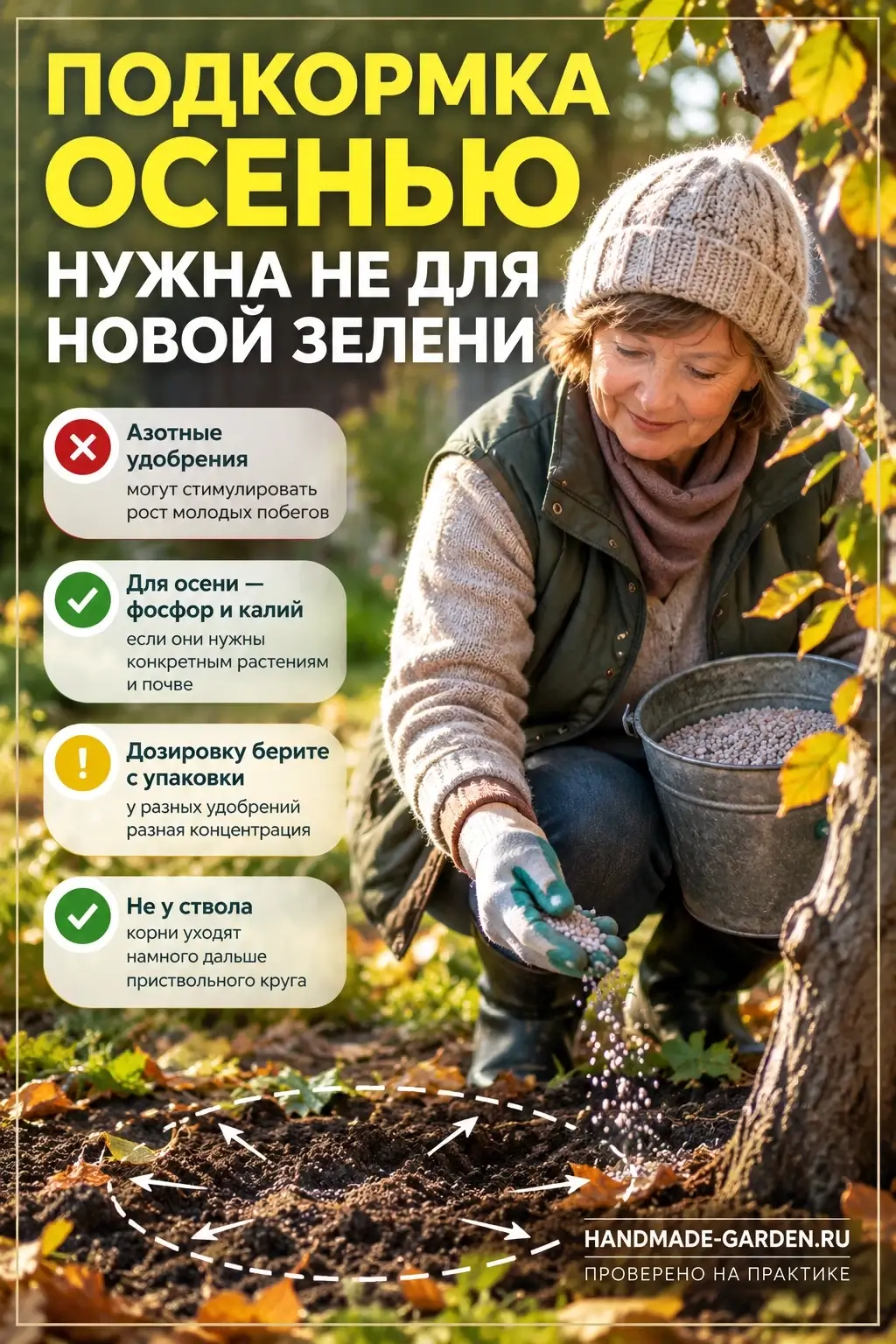 Для осенних подкормок плодовых культур используют удобрения с фосфором и калием