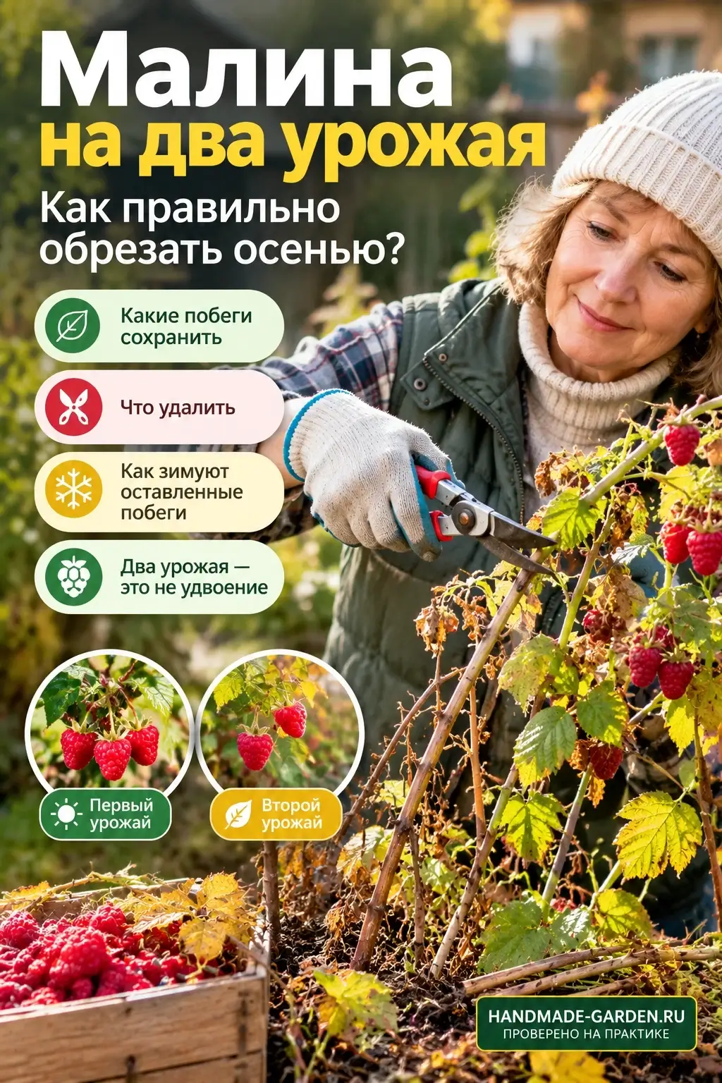 Обрезка ремонтантной малины осенью