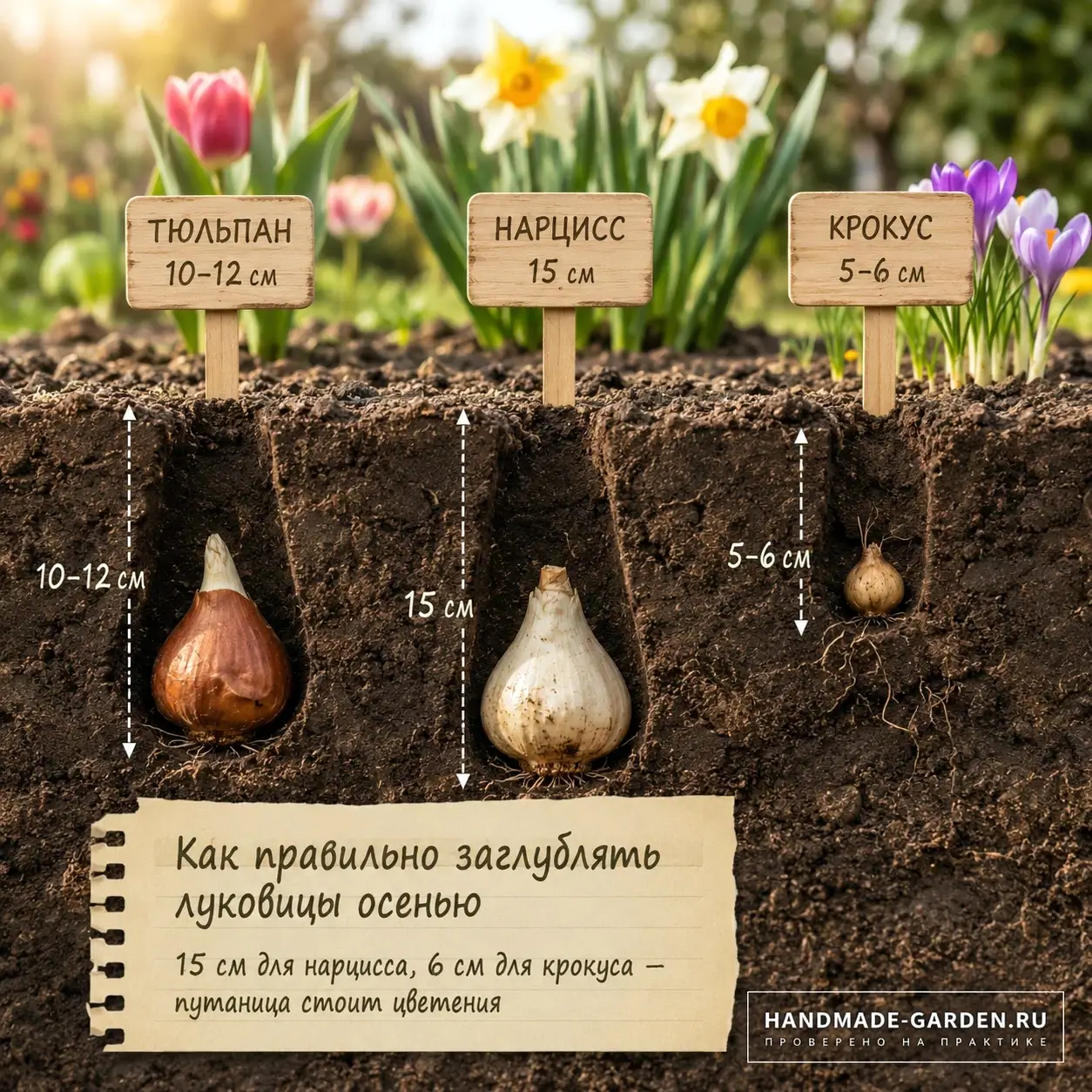 15 см для нарцисса, 6 см для крокуса &mdash; путаница стоит цветения