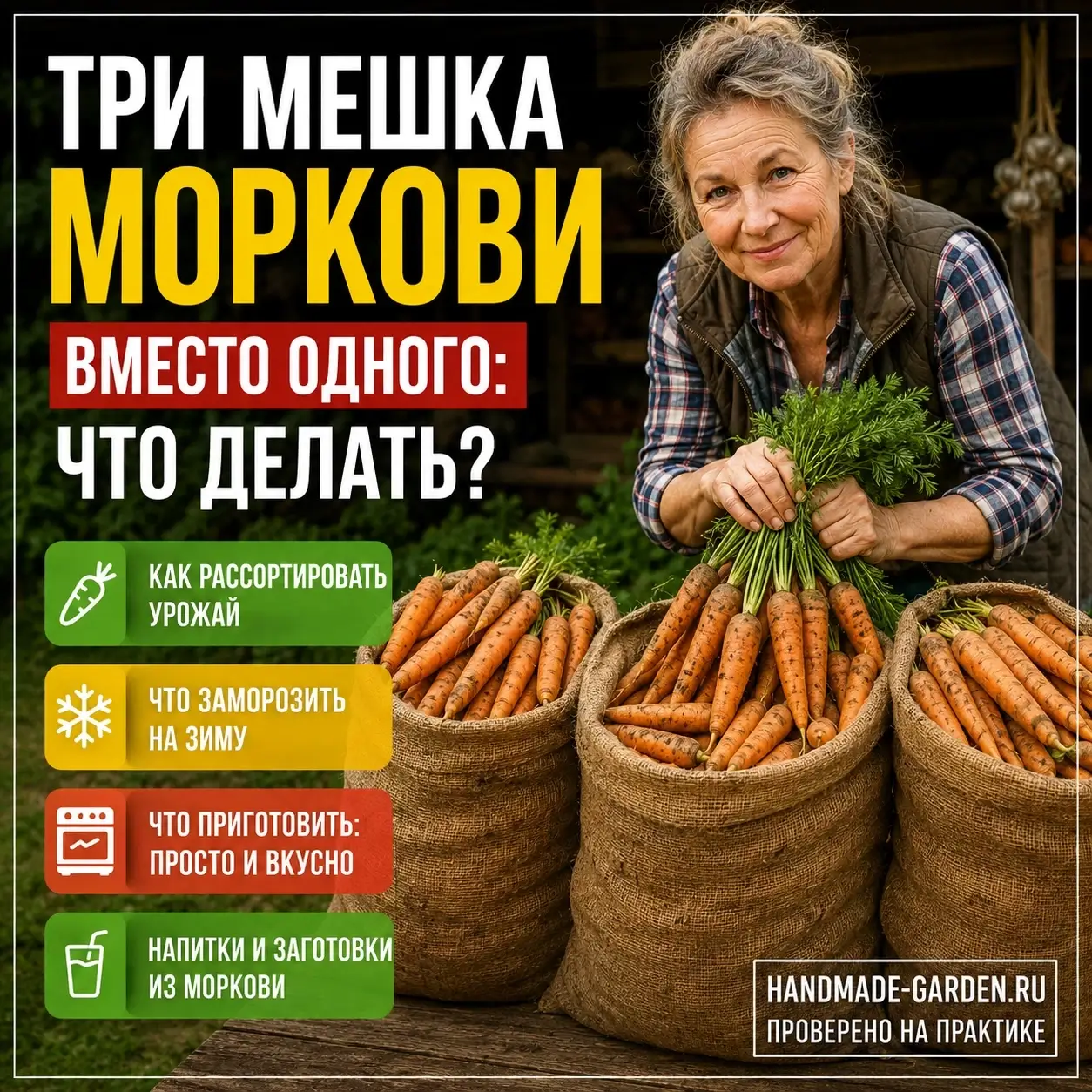 Три мешка моркови вместо одного: что делать с урожаем, который не помещается в погреб