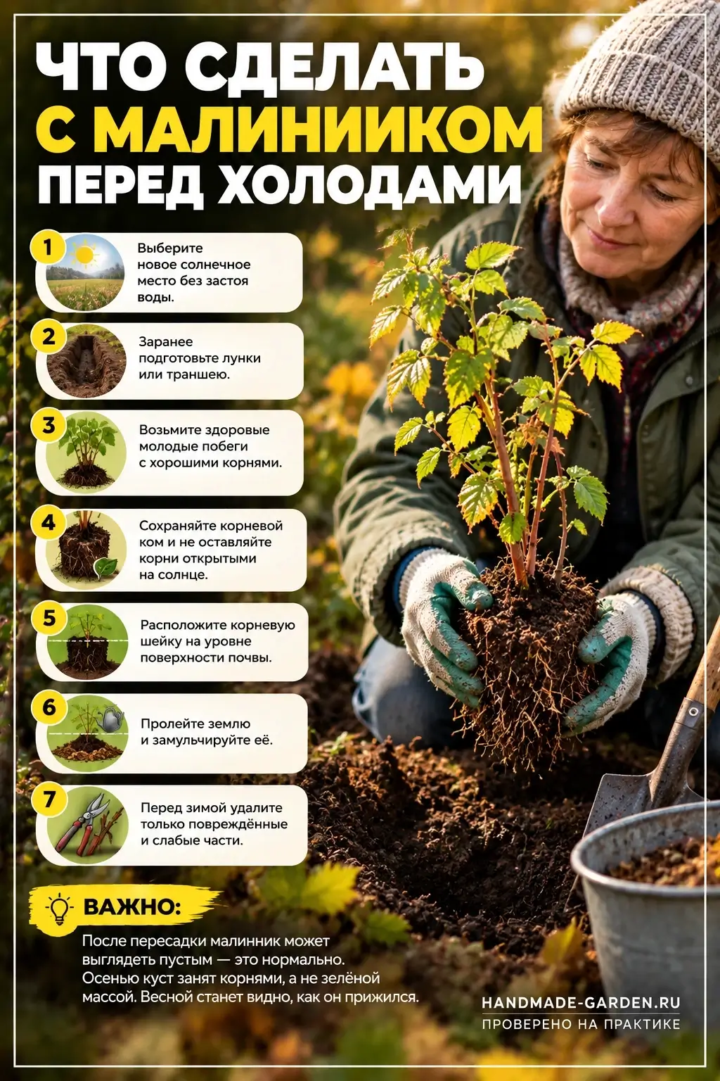 Что сделать с малинником перед холодами